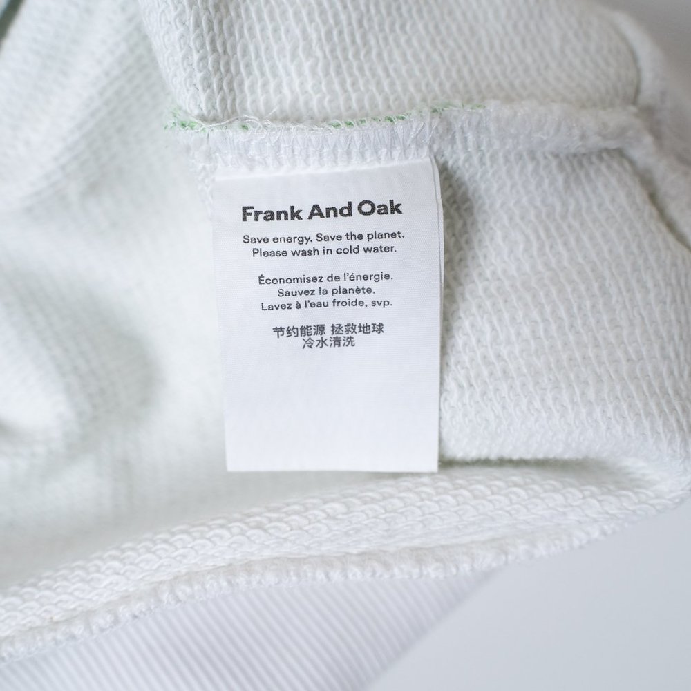 Frank & Oak White and Light Green Striped Sweatshirt with Pink Neckline - Picture 6 of 7